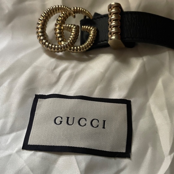 GUCCI GG Marmont Calfskin Leather Belt with Torchon Buckle
